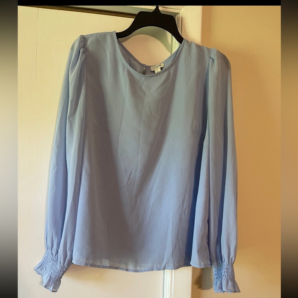 J. Crew Light Blue Blouse with Ruffled Cuffs